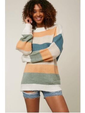 NWT O’Neill Floyd Pullover Multicolor Stripped Sweater Size S